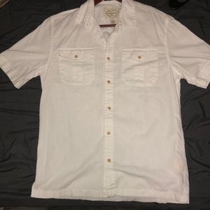 White casual short sleeve button up